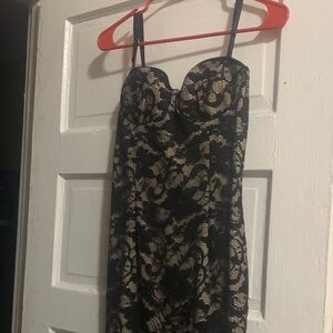 ASOS Black and Cream Lace Midi Dress